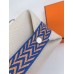 Hermes Bride-a-Brac Large Case in Ecru Canvas with Blue Zigzag Motifs