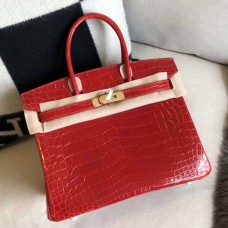 Hermes Birkin 30 Handmade Bag In Red Crocodile Niloticus Shiny Hermes Birkin 30 Handmade Bag In Red Crocodile Niloticus Shiny