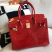 Hermes Birkin 30 Handmade Bag In Red Crocodile Niloticus Shiny
