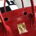 Hermes Birkin 30 Handmade Bag In Red Crocodile Niloticus Shiny