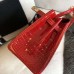 Hermes Birkin 30 Handmade Bag In Red Crocodile Niloticus Shiny
