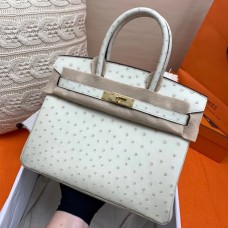 Hermes Birkin 30 Handmade Bag In Beton Ostrich Skin Hermes Birkin 30 Handmade Bag In Beton Ostrich Skin