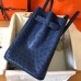 Hermes Birkin 30 Handmade Bag In Blue Ostrich Skin Hermes Birkin 30 Handmade Bag In Blue Ostrich Skin