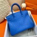 Hermes Birkin 30 Handmade Bag In Blue Ostrich Skin Hermes Birkin 30 Handmade Bag In Blue Ostrich Skin