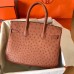 Hermes Birkin 30 Handmade Bag In Brown Ostrich Skin Hermes Birkin 30 Handmade Bag In Brown Ostrich Skin