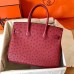Hermes Birkin 30 Handmade Bag In Ruby Ostrich Skin Hermes Birkin 30 Handmade Bag In Ruby Ostrich Skin