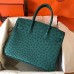 Hermes Birkin 30 Handmade Bag In Green Ostrich Skin Hermes Birkin 30 Handmade Bag In Green Ostrich Skin
