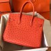 Hermes Birkin 30 Handmade Bag In Orange Ostrich Skin Hermes Birkin 30 Handmade Bag In Orange Ostrich Skin