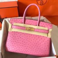 Hermes Birkin 30 Handmade Bag In Pink Ostrich Skin Hermes Birkin 30 Handmade Bag In Pink Ostrich Skin