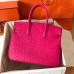 Hermes Birkin 30 Handmade Bag In Rose Red Ostrich Skin Hermes Birkin 30 Handmade Bag In Rose Red Ostrich Skin