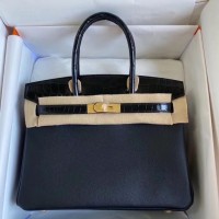 Hermes Touch Birkin 30 Bag In Black Shiny Niloticus Crocodile Skin Hermes Touch Birkin 30 Bag In Black Shiny Niloticus Crocodile Skin