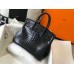 Hermes Birkin 30cm Bag In Black Embossed Crocodile Leather Hermes Birkin 30cm Bag In Black Embossed Crocodile Leather