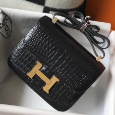 Hermes Constance 18 Handmade Bag In Black Embossed Crocodile Hermes Constance 18 Handmade Bag In Black Embossed Crocodile