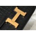 Hermes Constance 18 Handmade Bag In Black Embossed Crocodile