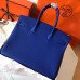 Hermes Birkin 35 Handmade Bag In Blue Electric Clemence Leather Hermes Birkin 35 Handmade Bag In Blue Electric Clemence Leather