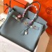 Hermes Birkin 35 Handmade Bag In Blue Lin Clemence Leather Hermes Birkin 35 Handmade Bag In Blue Lin Clemence Leather