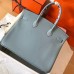 Hermes Birkin 35 Handmade Bag In Blue Lin Clemence Leather Hermes Birkin 35 Handmade Bag In Blue Lin Clemence Leather