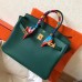 Hermes Birkin 35 Handmade Bag In Malachite Clemence Leather Hermes Birkin 35 Handmade Bag In Malachite Clemence Leather