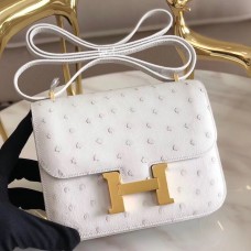 Hermes Constance 18 Handmade Bag In White Ostrich Leather Hermes Constance 18 Handmade Bag In White Ostrich Leather