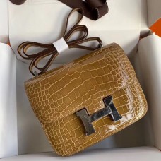 Hermes Constance 24 Handmade Bag In Light Brown Alligator Crocodile Skin Hermes Constance 24 Handmade Bag In Light Brown Alligator Crocodile Skin