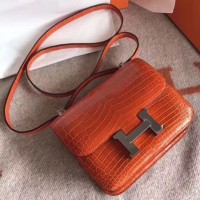 Hermes Constance 24 Handmade Bag In Orange Niloticus Crocodile Hermes Constance 24 Handmade Bag In Orange Niloticus Crocodile