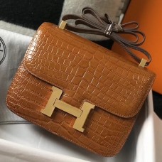Hermes Constance 24cm Bag In Brown Embossed Crocodile Hermes Constance 24cm Bag In Brown Embossed Crocodile