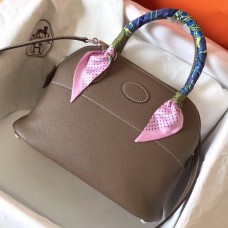 Hermes Bolide 27 Handmade Bag In Taupe Clemence Leather Hermes Bolide 27 Handmade Bag In Taupe Clemence Leather
