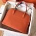 Hermes Bolide 35 Handmade Bag In Orange Clemence Leather Hermes Bolide 35 Handmade Bag In Orange Clemence Leather