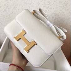 Hermes Constance 24 Handmade Bag In White Epsom Leather