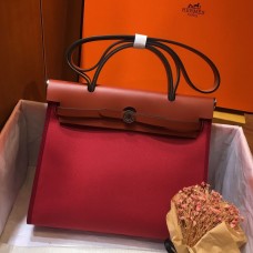 Hermes Herbag Zip 31cm Bag In Camel And Bordeaux Hermes Herbag Zip 31cm Bag In Camel And Bordeaux