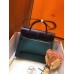 Hermes Herbag Zip 31cm Bag In Navy And Green Hermes Herbag Zip 31cm Bag In Navy And Green
