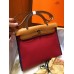Hermes Herbag Zip 31cm Bag In Brown And Red Hermes Herbag Zip 31cm Bag In Brown And Red
