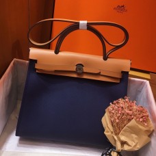 Hermes Herbag Zip 31cm Bag In Brown And Blue Hermes Herbag Zip 31cm Bag In Brown And Blue