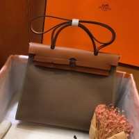 Hermes Herbag Zip 31cm Bag In Brown And Taupe Hermes Herbag Zip 31cm Bag In Brown And Taupe