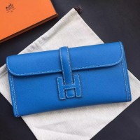 Hermes Jige Elan 29 Clutch Bag In Blue Epsom Calfskin Hermes Jige Elan 29 Clutch Bag In Blue Epsom Calfskin