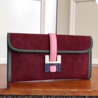 Hermes Jige Elan 29 Clutch In Bordeaux Suede Calfskin Hermes Jige Elan 29 Clutch In Bordeaux Suede Calfskin