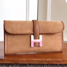 Hermes Jige Elan 29 Clutch In Ocre Suede Calfskin Hermes Jige Elan 29 Clutch In Ocre Suede Calfskin
