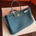 Hermes Birkin 40 Handmade Bag In Blue Jean Clemence Leather Hermes Birkin 40 Handmade Bag In Blue Jean Clemence Leather