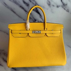 Hermes Birkin 40 Handmade Bag In Yellow Clemence Leather Hermes Birkin 40 Handmade Bag In Yellow Clemence Leather