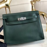 Hermes Kelly Danse Handmade Bag In Dark Green Swift Leather Hermes Kelly Danse Handmade Bag In Dark Green Swift Leather