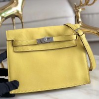Hermes Kelly Danse Handmade Bag In Jaune Swift Leather Hermes Kelly Danse Handmade Bag In Jaune Swift Leather