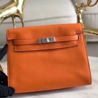 Hermes Kelly Danse Handmade Bag In Orange Swift Leather Hermes Kelly Danse Handmade Bag In Orange Swift Leather