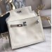 Hermes Kelly Danse Handmade Bag In White Swift Leather Hermes Kelly Danse Handmade Bag In White Swift Leather