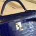 Hermes Kelly Mini II Handmade Bag In Blue Alligator Crocodile Hermes Kelly Mini II Handmade Bag In Blue Alligator Crocodile