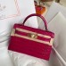 Hermes Kelly Mini II Handmade Bag In Rose Red Alligator Crocodile Hermes Kelly Mini II Handmade Bag In Rose Red Alligator Crocodile