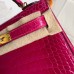 Hermes Kelly Mini II Handmade Bag In Rose Red Alligator Crocodile Hermes Kelly Mini II Handmade Bag In Rose Red Alligator Crocodile