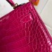 Hermes Kelly Mini II Handmade Bag In Rose Red Alligator Crocodile Hermes Kelly Mini II Handmade Bag In Rose Red Alligator Crocodile