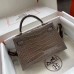 Hermes Kelly Mini II Handmade Bag In Taupe Alligator Crocodile Hermes Kelly Mini II Handmade Bag In Taupe Alligator Crocodile