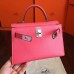 Hermes Kelly Mini II Handmade Bag In Rose Lipstick Chevre Leather Hermes Kelly Mini II Handmade Bag In Rose Lipstick Chevre Leather