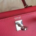 Hermes Kelly Mini II Handmade Bag In Rose Lipstick Chevre Leather Hermes Kelly Mini II Handmade Bag In Rose Lipstick Chevre Leather